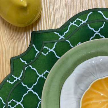 Salvamantel Norah reversible | Individual verde estampado