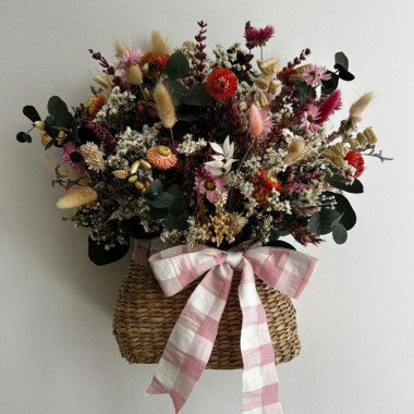 Capazo floral decorativo para pared | Flores secas