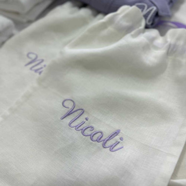 Bolsa de lino bordada personalizada | Jese & Mici