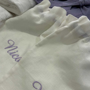 Bolsa de lino bordada personalizada | Jese & Mici