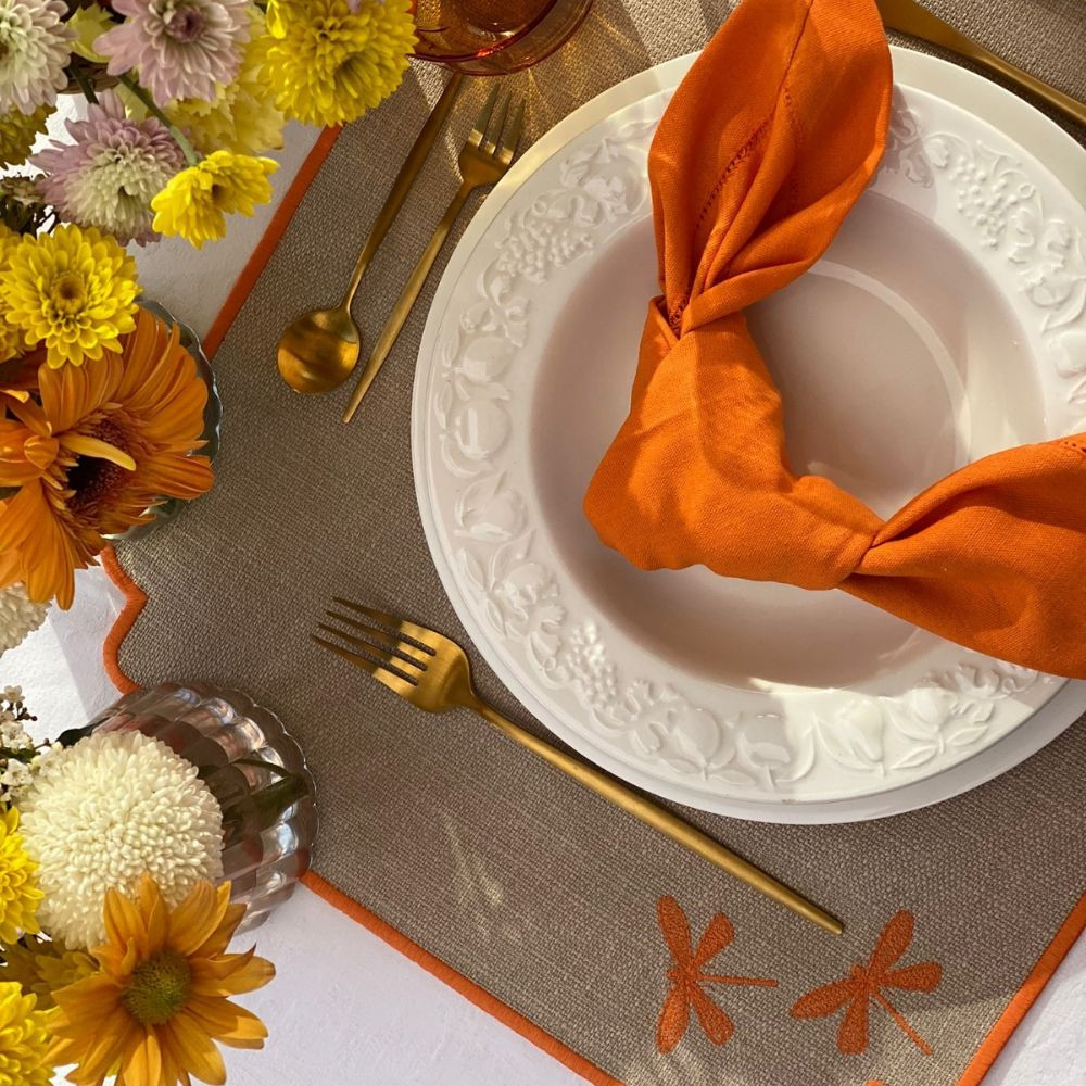 Individual Libélula Orange bordado | Jese & Mici Home